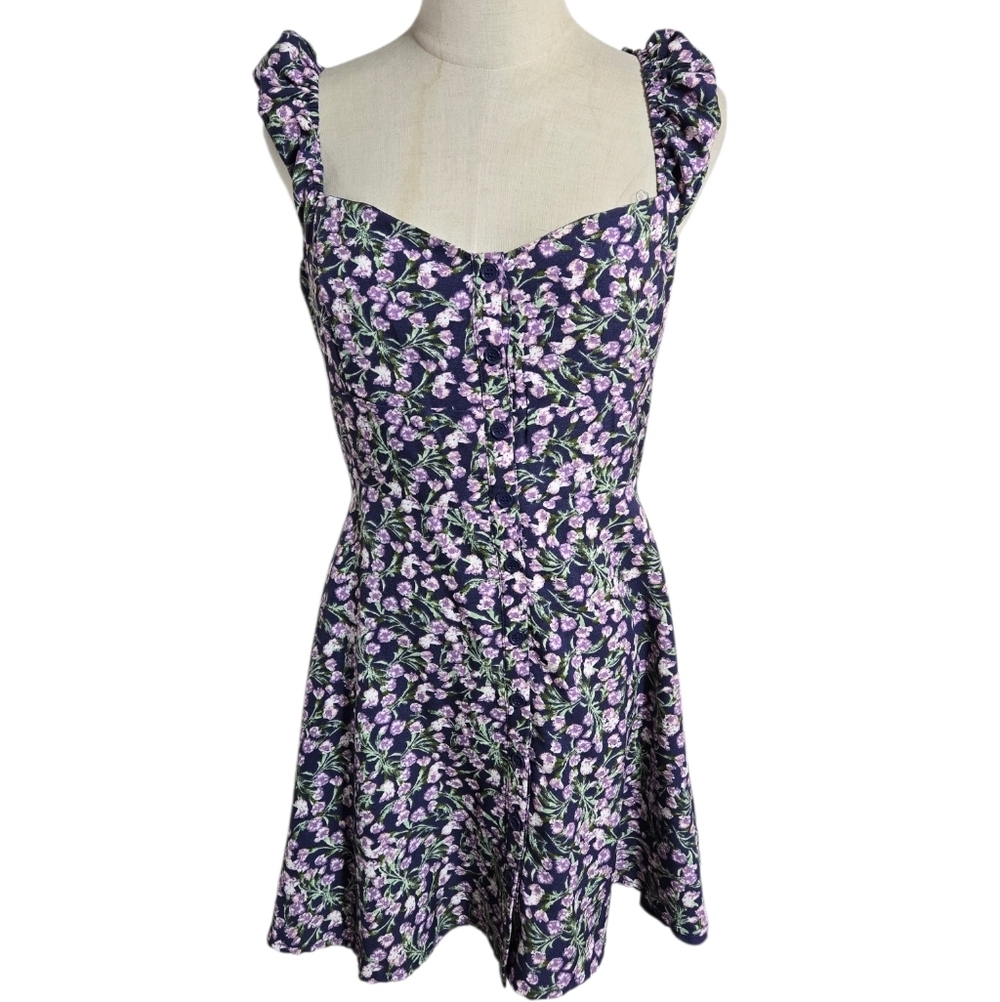 Forever 21 Y2K Purple And Blue Floral Sundress Mini Dress